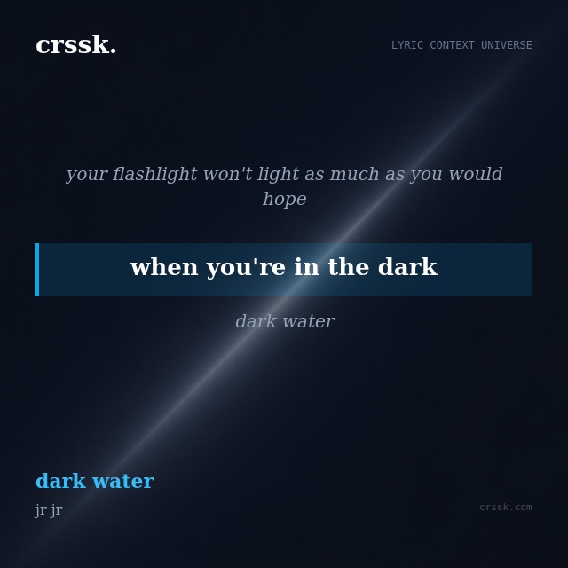 Visual quote poster card for: "in the dark" from Bad Guy by Billie Eilish